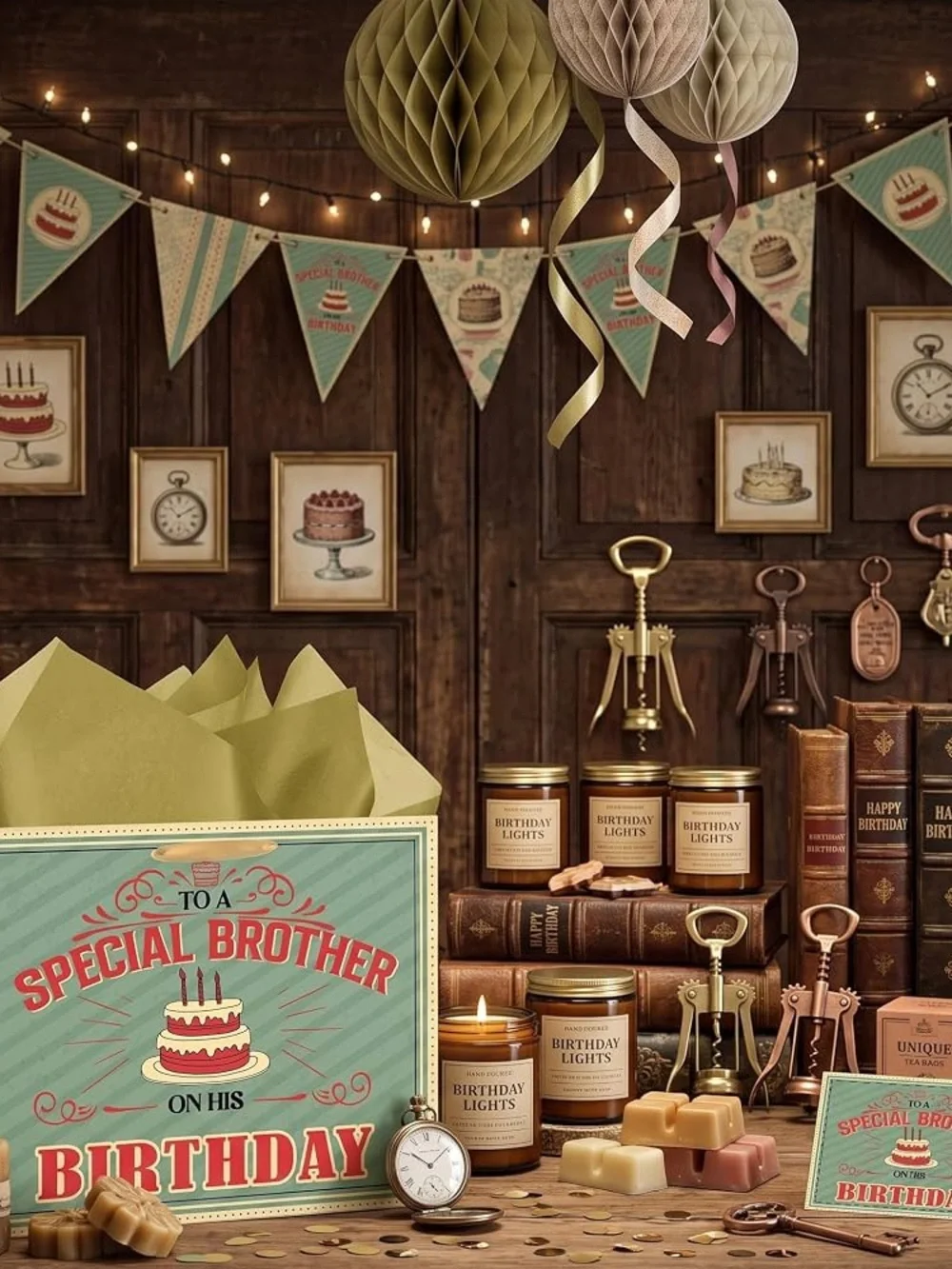 Special Brother Birthday Gift Bag with Gold Tissue